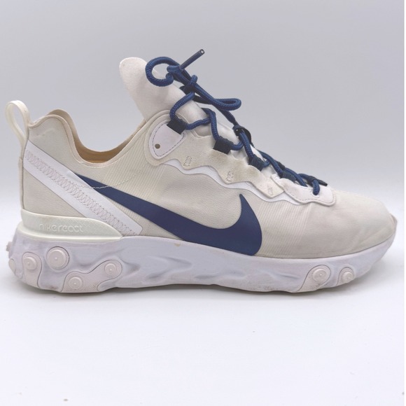 Nike React By You Custom Element 55 CJ1496-991 Running Ivory Royal Blue‎ Men's 8